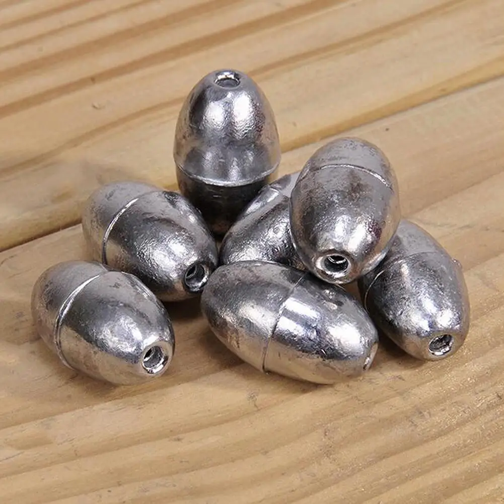 

100Pcs Various Weights 0.5g Smooth Olive Hollow Fishing Lead Weight Fishing Lead Sinkers Sinker Lead Weight Sinker Fish Tackle