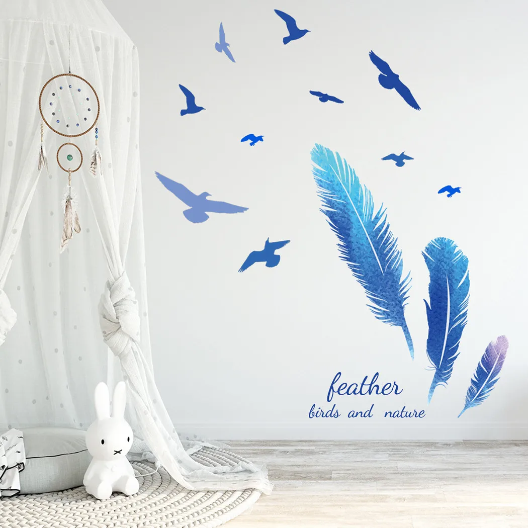 

Art Wall Sticker Bedrooms Birds Classrooms Corridors Decoration Feather
