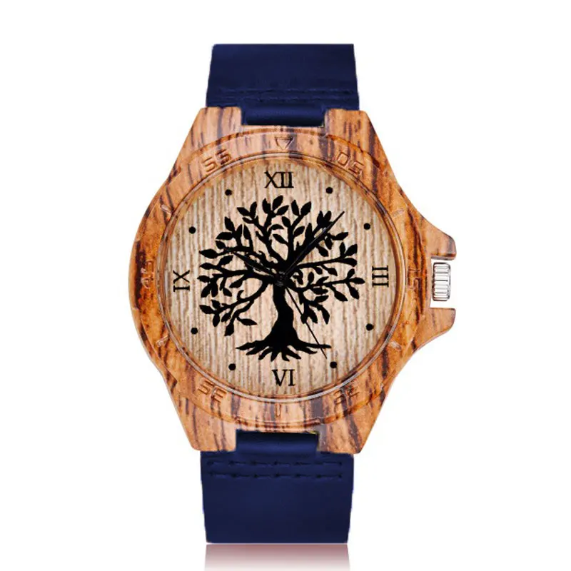 Tree 7 Модные женские часы с имитацией дерева, мягкий кожаный ремешок, модные часы с фламинго, дизайнерские Аналоговые кварцевые наручные часы, мужские часы - Цвет: Tree 7