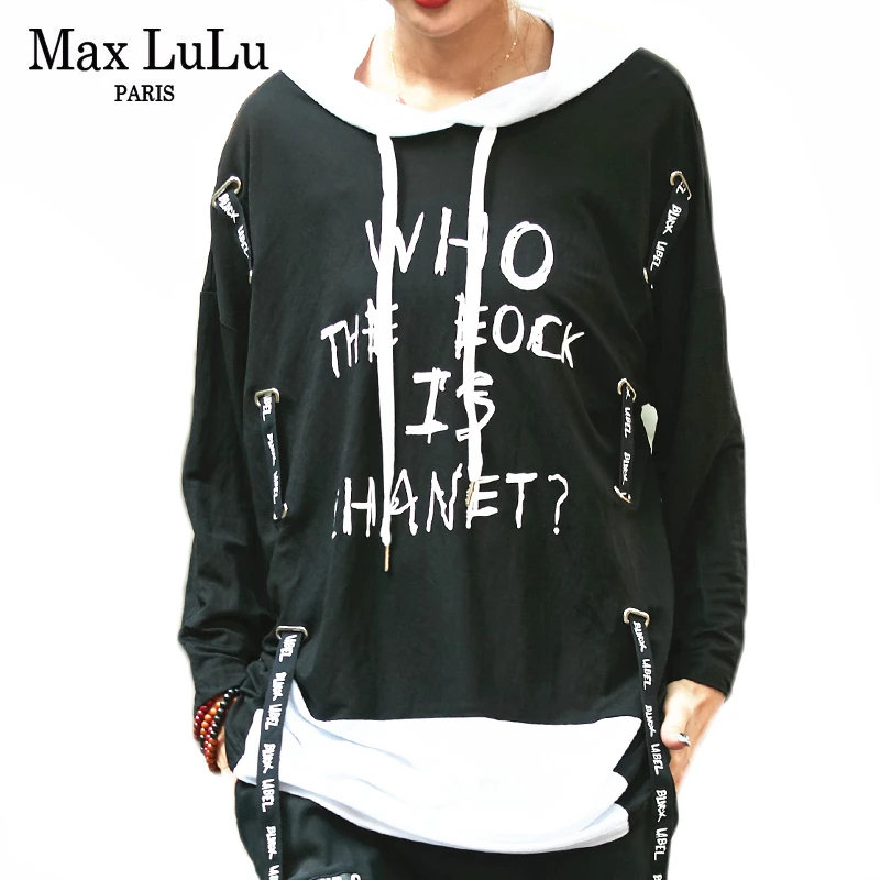 Max LuLu/осень 2019 модные европейские женские свободные топы в стиле панк длинные