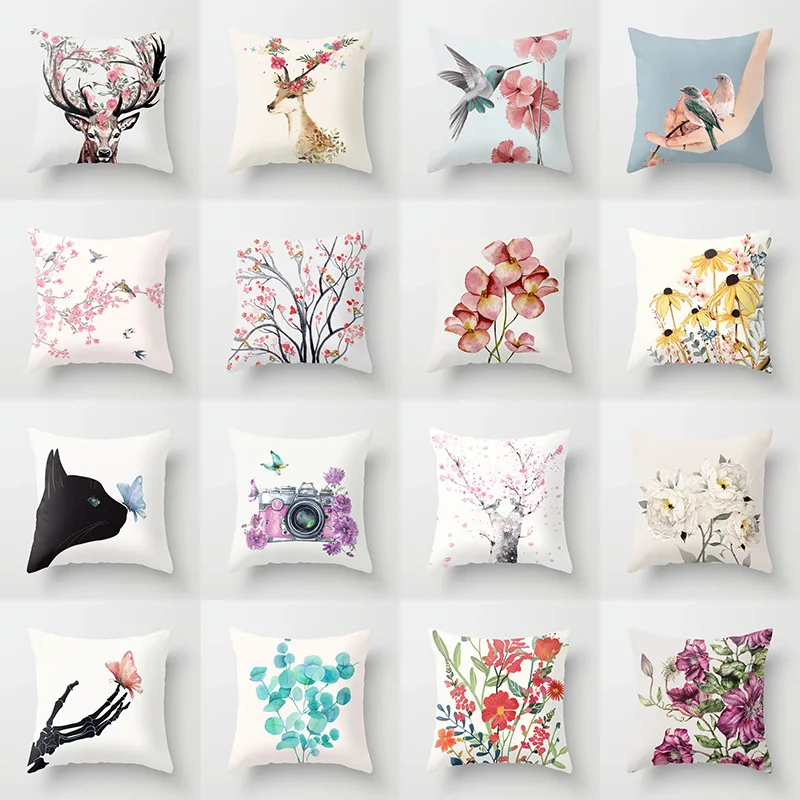 Горячая Распродажа модные милые велосипеды с птицами подсолнухи олень наволочки