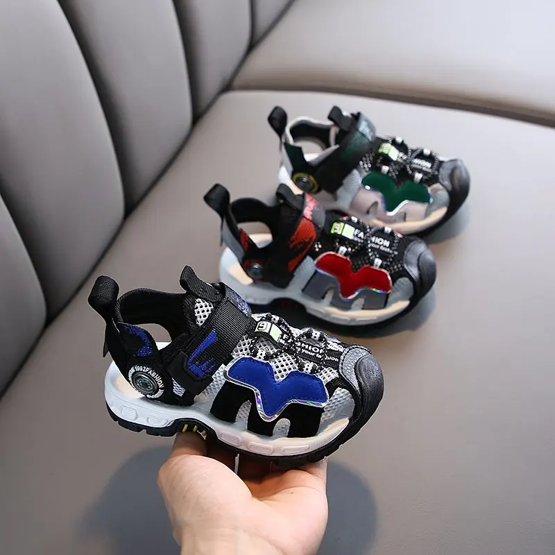 

Сандалии для мальчиков, новинка 2020, модная летняя детская обувь, сетчатая обувь из искусственной кожи для девочек, мягкие резиновые спортив...