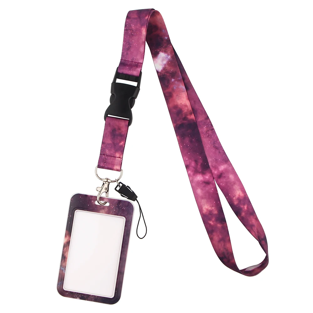 yl200 new starry sky key lanyard car keychain badge holder personalise office id card pass gym mobile phone accessories gifts free global shipping