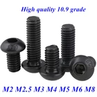 Винты из легированной стали SUS304, 50-5 шт., M2, 5, 5 M3, M4, M5, M6, M8, M10, класса 10,9, с шестигранным отверстием и круглой головкой