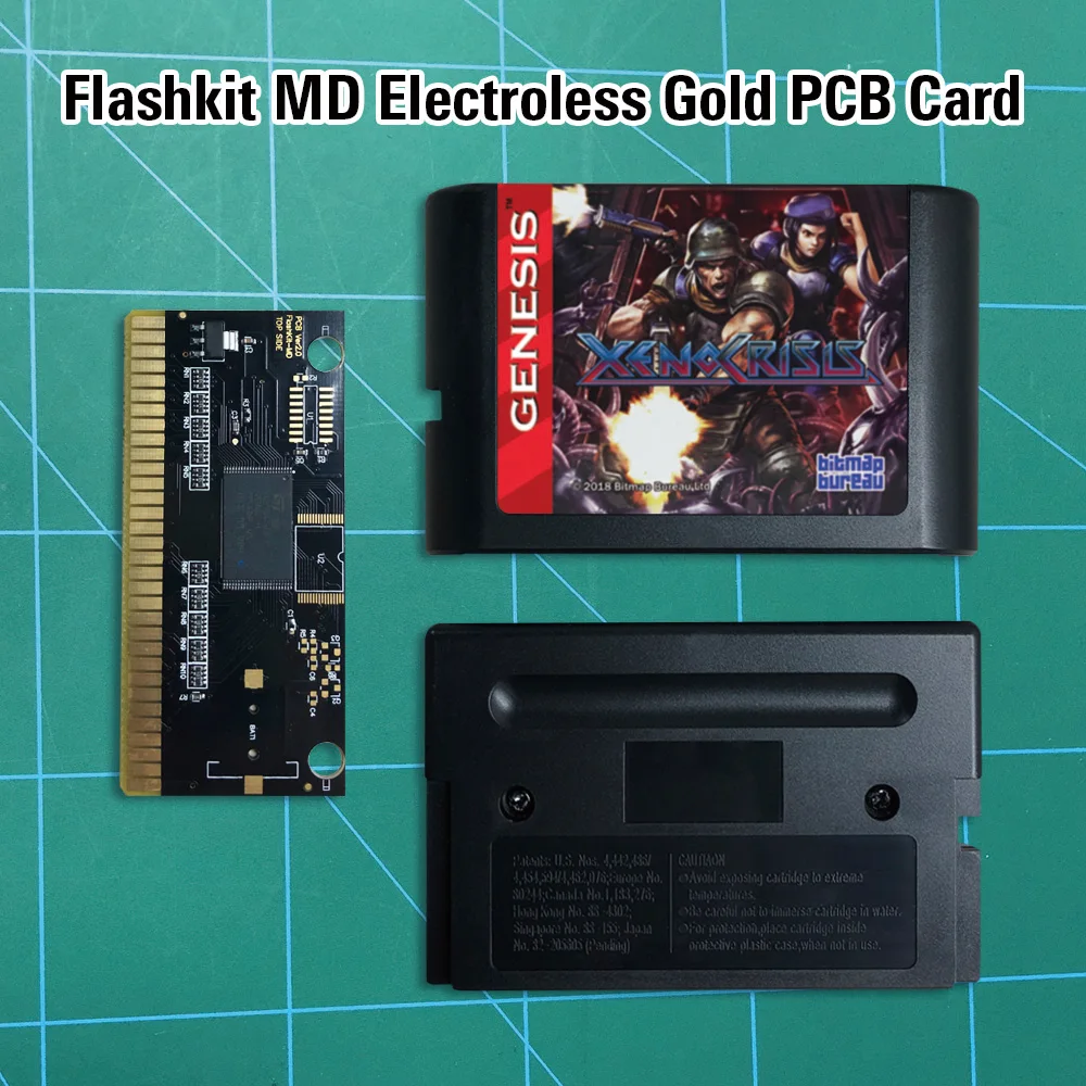 Xeno кризис Xenocrisis Flashkit MD никелевое золото схема на основе печатной платы 16 бит игры