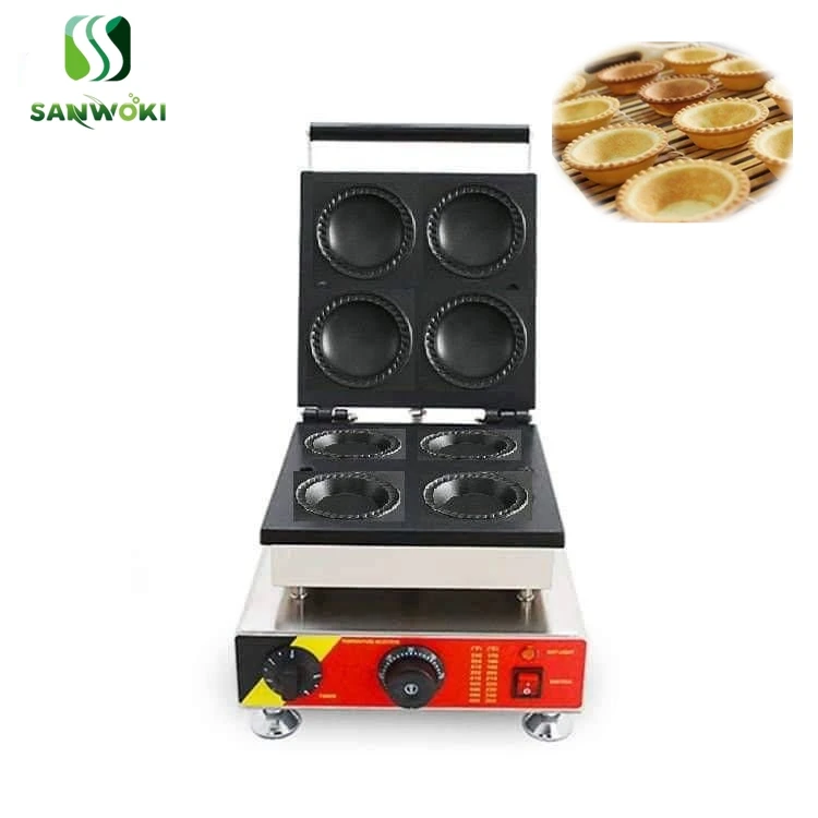 Commercial Tartlet Shell Forming Machine 4pcs Round Shape Ice Cream Egg tart shell machine Bubo pie waffle machine