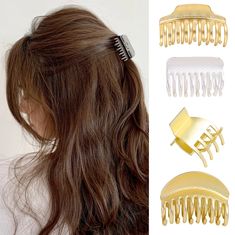 Заколки-крабы для волос женские металлические зажимы конского хвоста с матовым