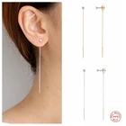 GS 925 Стерлинговое Серебро длинная цепь кисточкой серьги линии с украшением в виде кристаллов длинная линия бар Подвеска и серьги-подвески, отличный подарок для женщин, Новинка