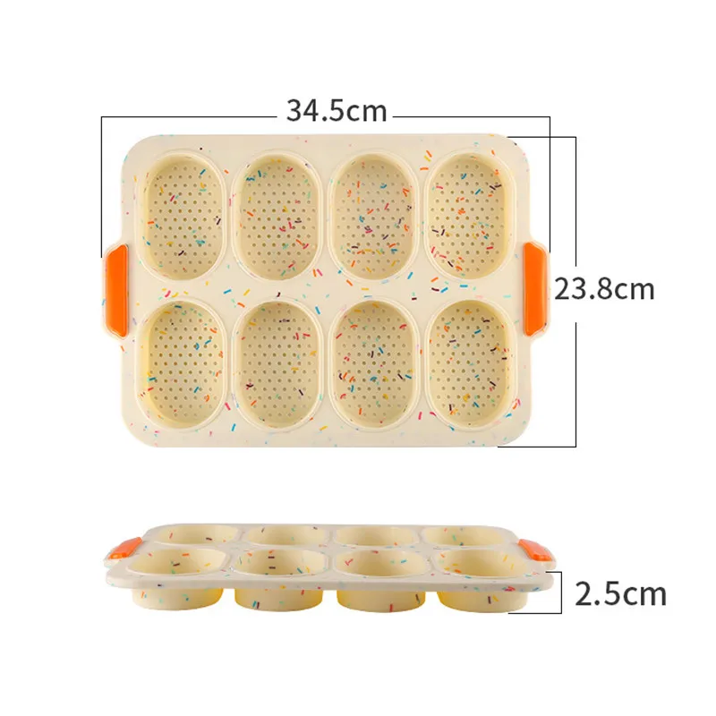 

8 Grids Non Stick Bread Mold Baguette Mould DIY Mini Bakeware Tray Silicone Oval Baker Baking Tools Cake Pan for Kitchen Gadget