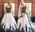 Vestido De Noiva 2022 черные кружевные и белые Готические свадебные платья без бретелек со шнуровкой сзади кантри сад свадебное платье невесты