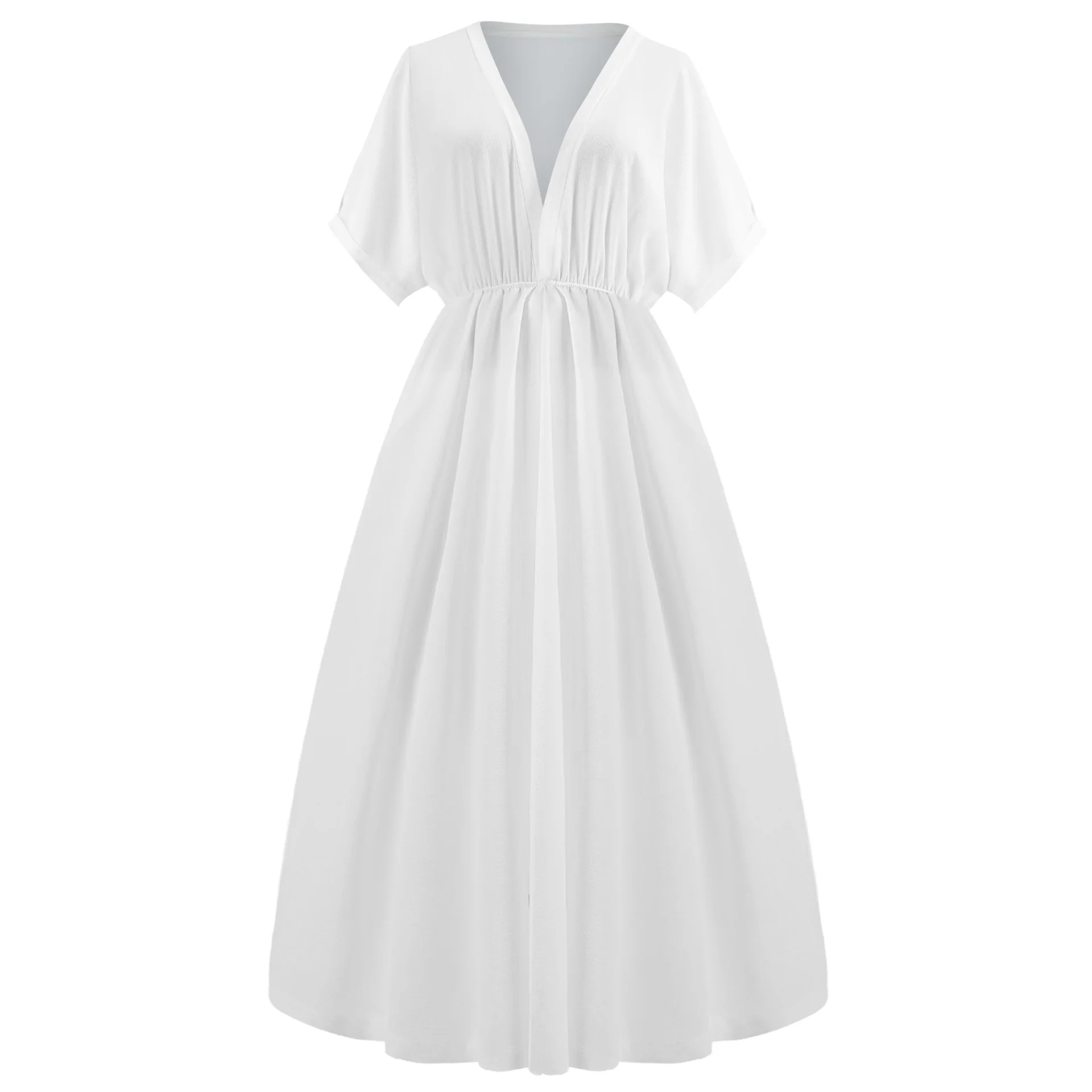 

Sexy Deep V Neck Split Bikini Cover Up Women Maxi Dresses Boho Beach Loose Summer Vestidos Casual Long Robe Plus Size Dress