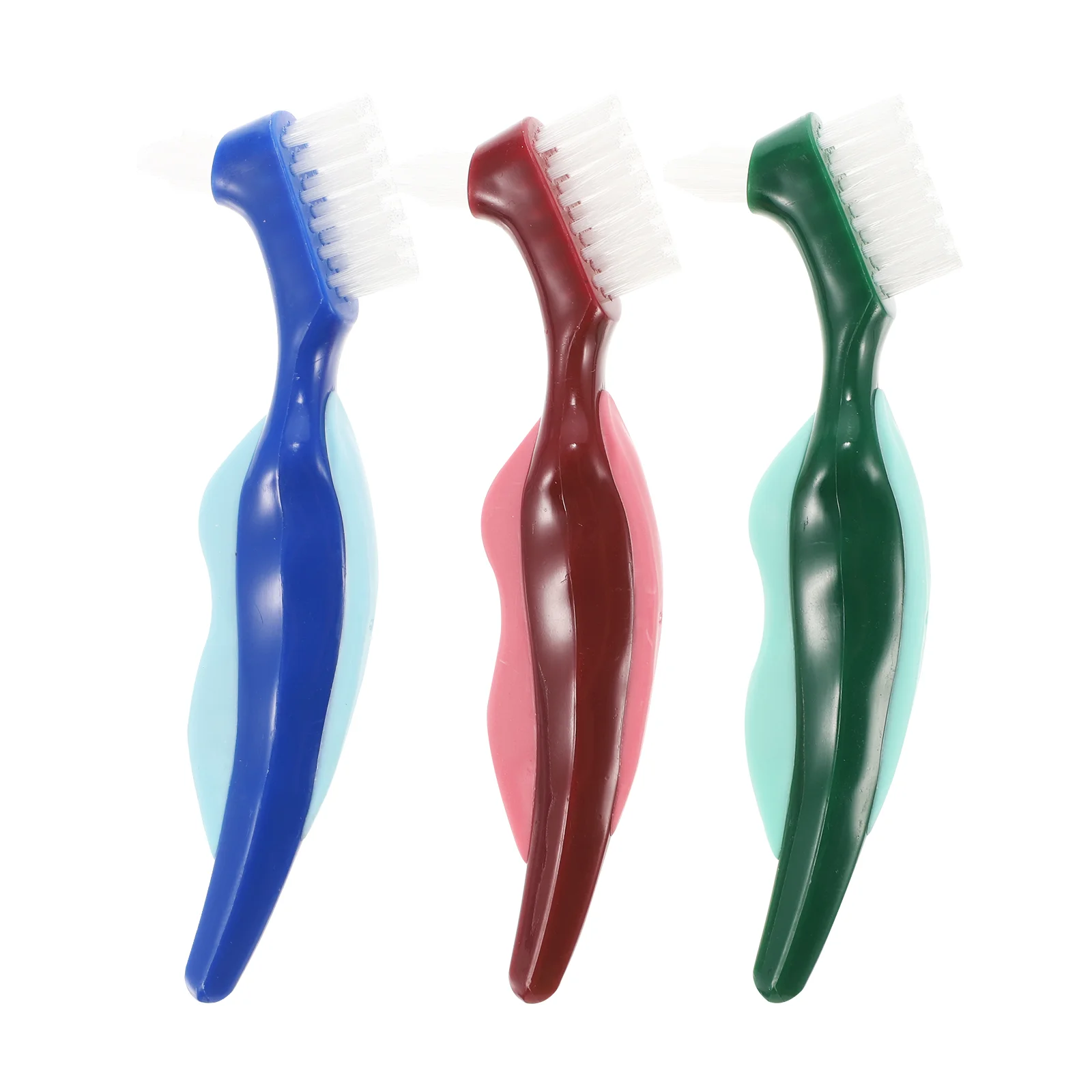 

3pcs Denture Tooth Brushes Hard Brushes Double Head Toothbrushes