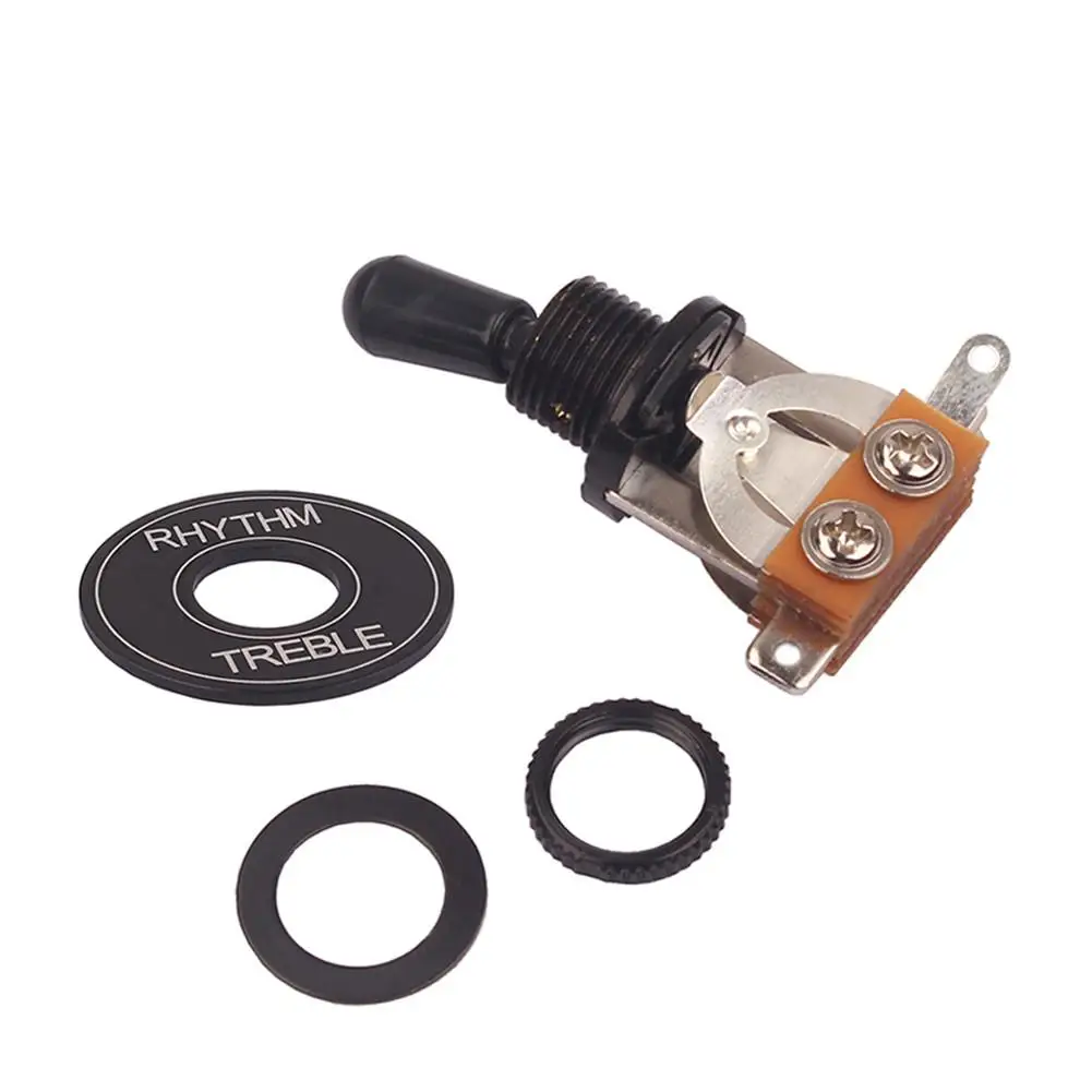 

Black Toggle Switch + Stick-on Rhythm Treble Switch Plate for Electric Guitar Part Accessories