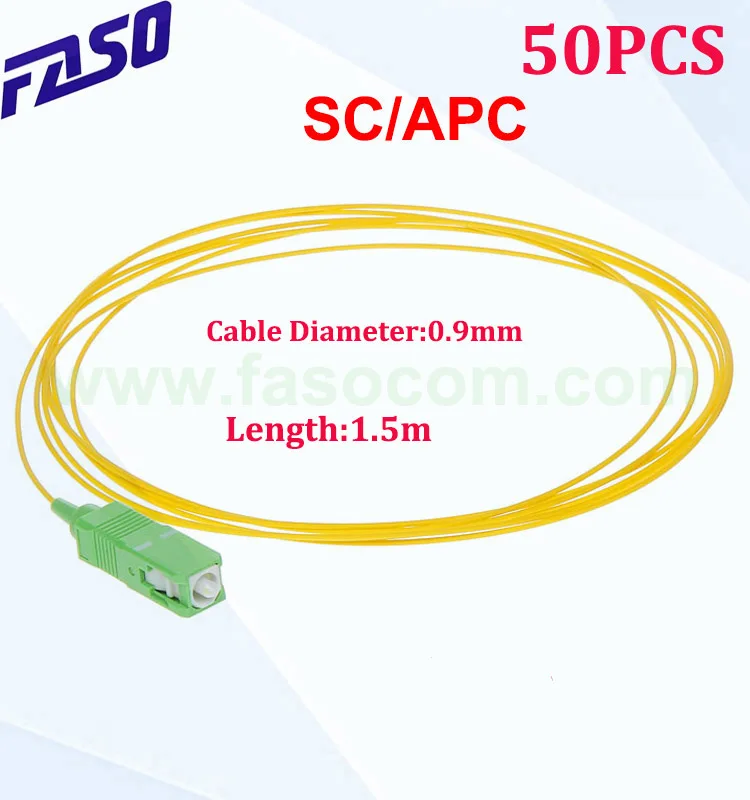 

FASO 50Pcs Fiber Optic Pigtail SC/APC SX Core 9/125 0.9mm SM G657A2 Fiber Pigtail LSZH Yellow Jacket 1.5m