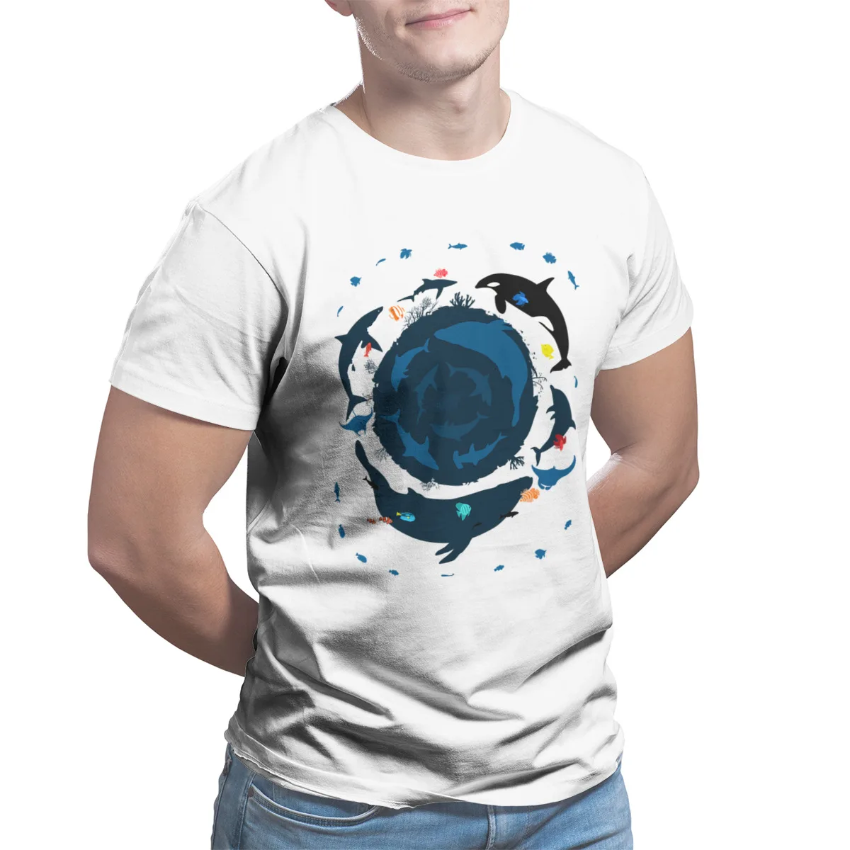 

Men's T-shirt Ocean 100%Cotton Cute SleeveStreetwear Tees 45935