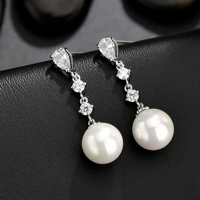 Милые женские длинные висячие серьги с кристаллами модные серебряные