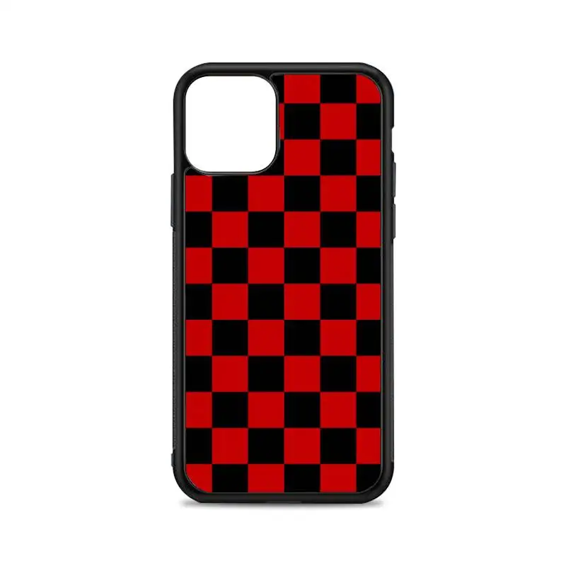 

Black and red checkerboard Phone Case for iPhone 12 mini 11 pro XS Max X XR 6 7 8 plus SE20 High quality TPU silicon cover