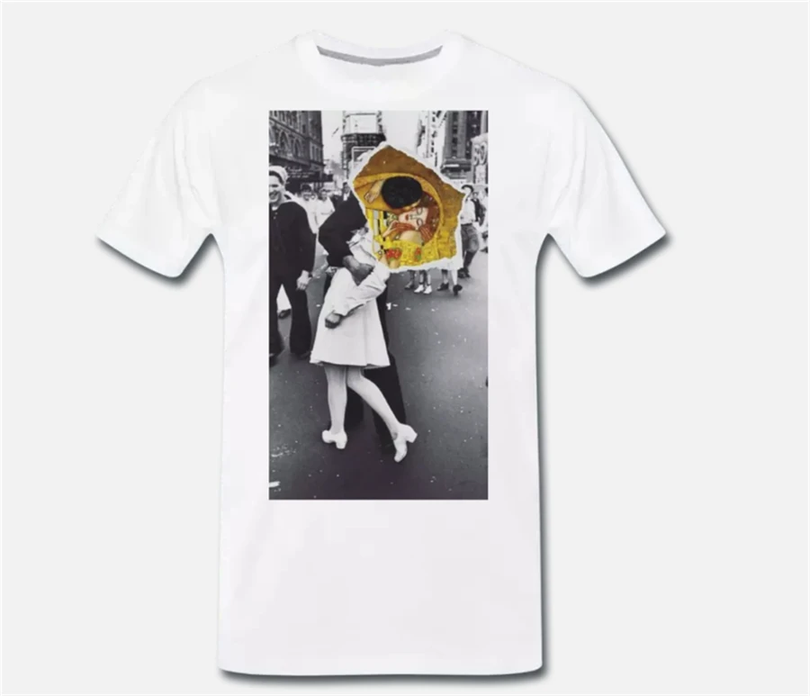 Футболка с карикатурным рисунком Kiss Times Square Gustav Klimt лето S M L XL|Мужские футболки| |