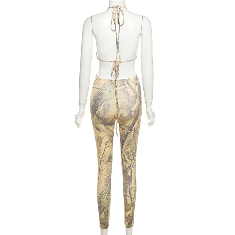 

Cut Out Women Jumpsuit With Print Sporty Long Rompers Midnight Skinny 2021 Strap Workout Active Wear Baddie Jumpsuit Party Hot
