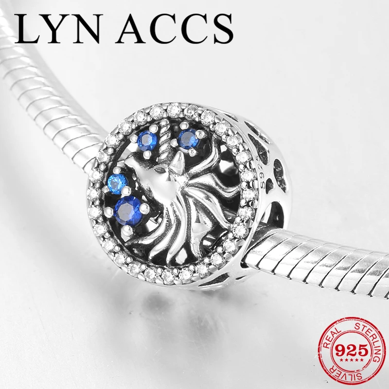 Креативные 925 пробы серебряные подвески с красивым единорогом изящные бусины для