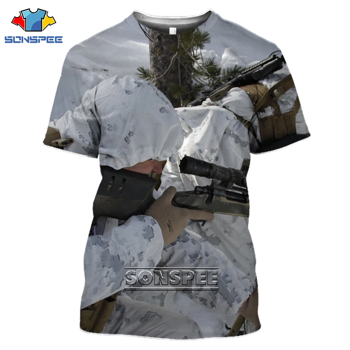

SONSPEE Summer Sniper Military Style Jungle Men Women 3D Print T-shirt Fashion Hiphop Harajuku Casual Short Sleeve O-Neck Top
