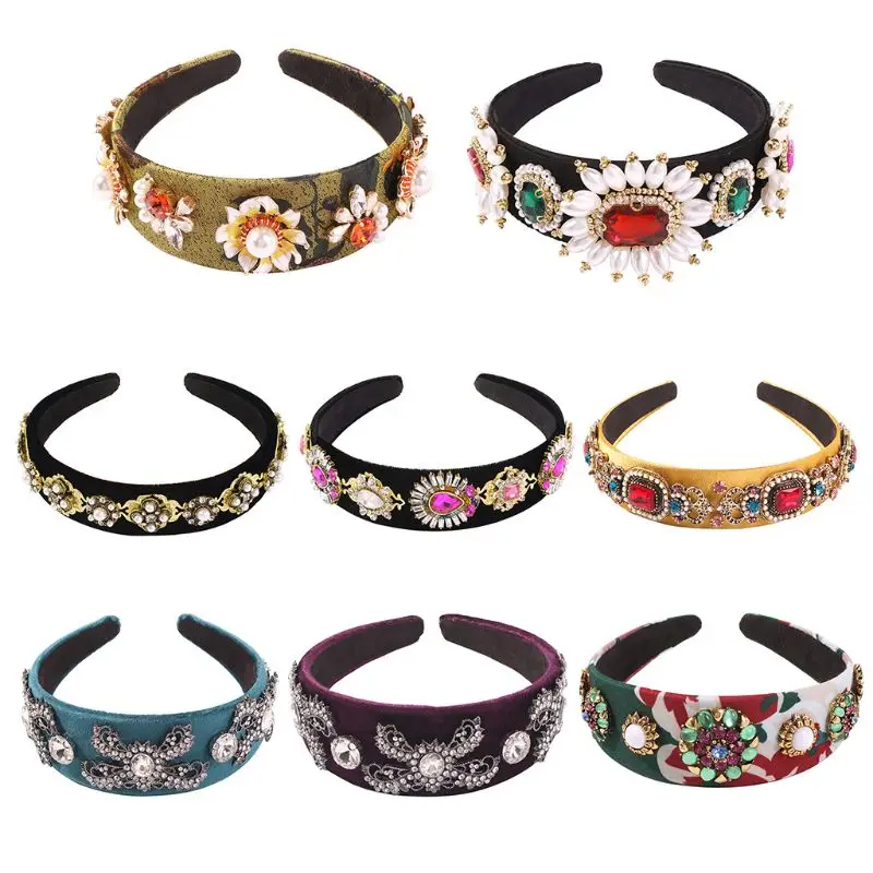 Барокко очарование бархат широкий ободок для женщин Винтаж дворец Имитация