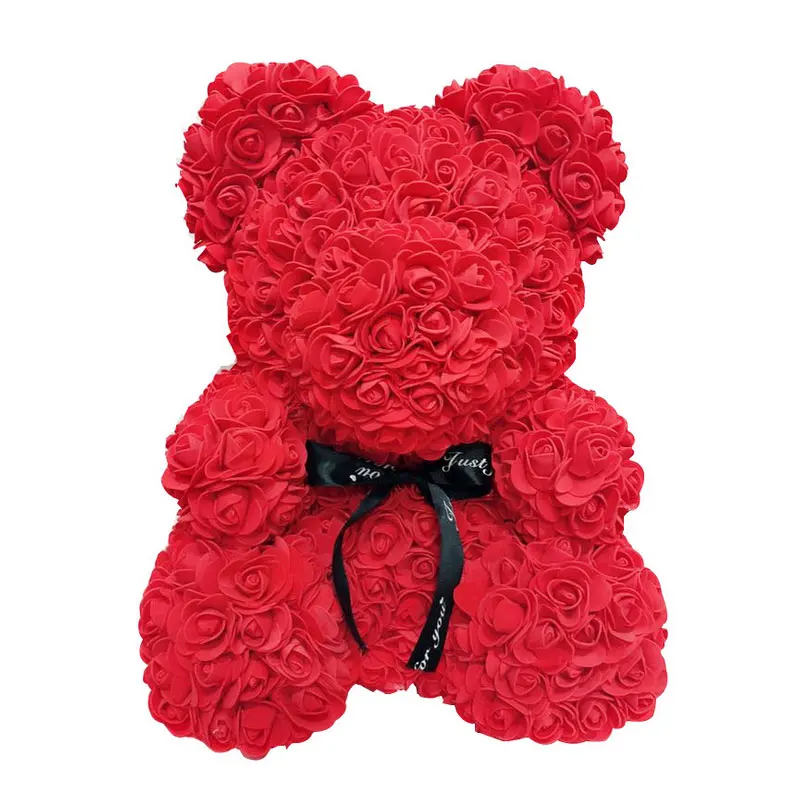 Качественный розовый медведь 25 см розы куклы PE искусственные цветы Роза ручной