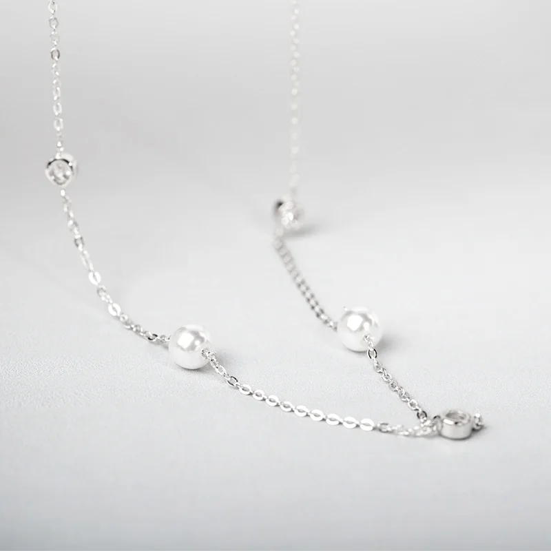 Funmor ожерелье из пресноводного жемчуга циркониевая цепочка ювелирные изделия для