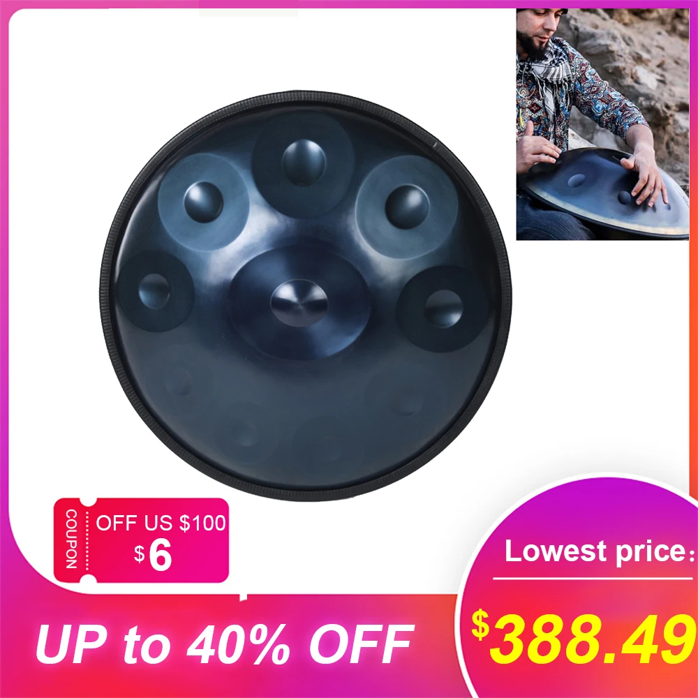 Handmade performance hang drum HandPan hand-made 56cm hang drum 9 tone 10 tones hang musical instrument gift drum bag