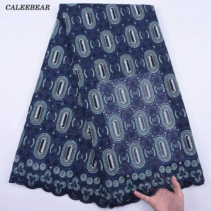 

2021 High Quality African Punch Cotton Lace Fabric Embroidery Nary Swiss Voile Lace In Switzerland With Stones For Wedding S2099