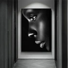 Картина маслом на холсте с черным профилем для женщин, плакаты и принты, Настенная картина в африканском стиле для гостиной, спальни, Декор
