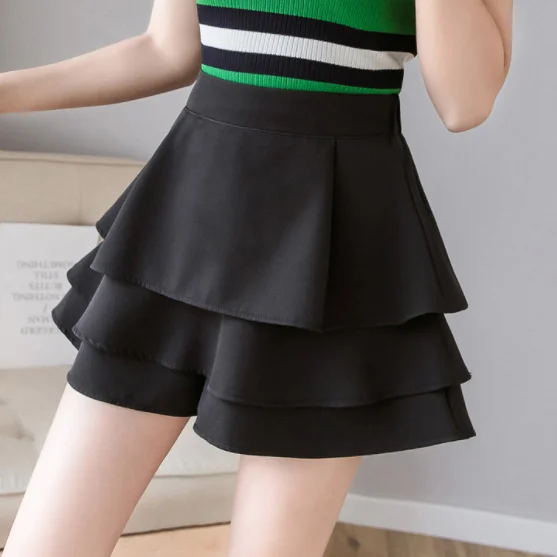 Женские тюлевые шорты юбки 2020 Осенние Летние с оборками многослойные высокой