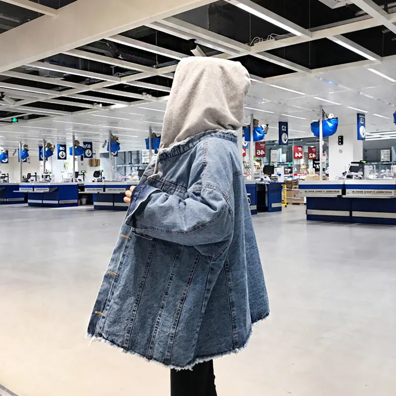 Куртка джинсовая женская в стиле Харадзюку винтажная Свободная верхняя одежда