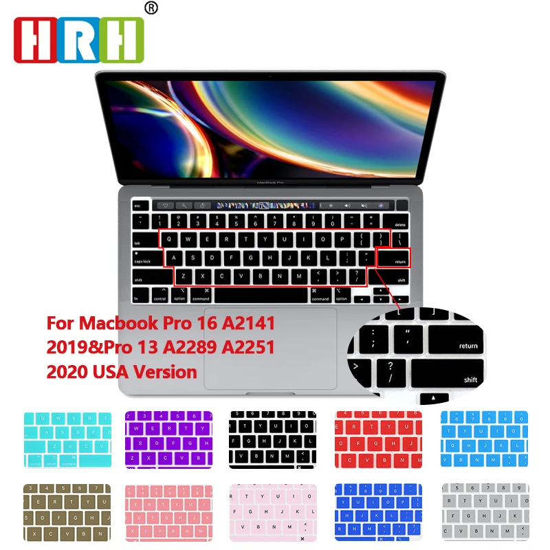 

HRH Hot Sell Color Silicone English Keyboard Skin Cover For MacBook Pro 16 Inch 2019 A2141 M1 Chip A2338/A2251/A2289 2020+
