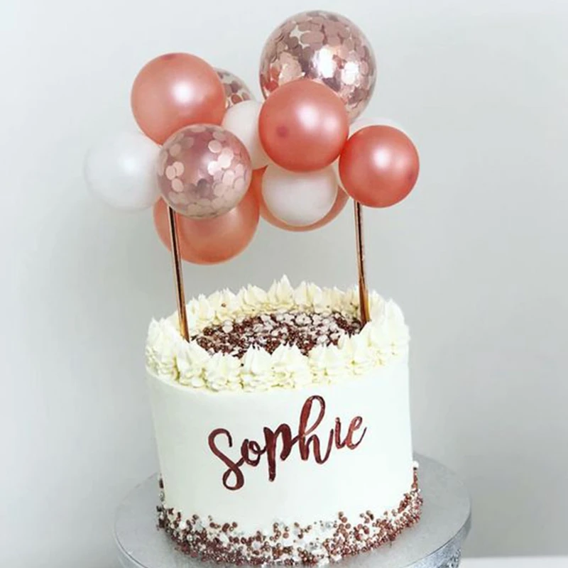 

1set Creative 10pcs 5inch Balloon Cake Topper Set Birthday Party Decoration Cake Toppers Baby Shower Wedding Decor Supplies