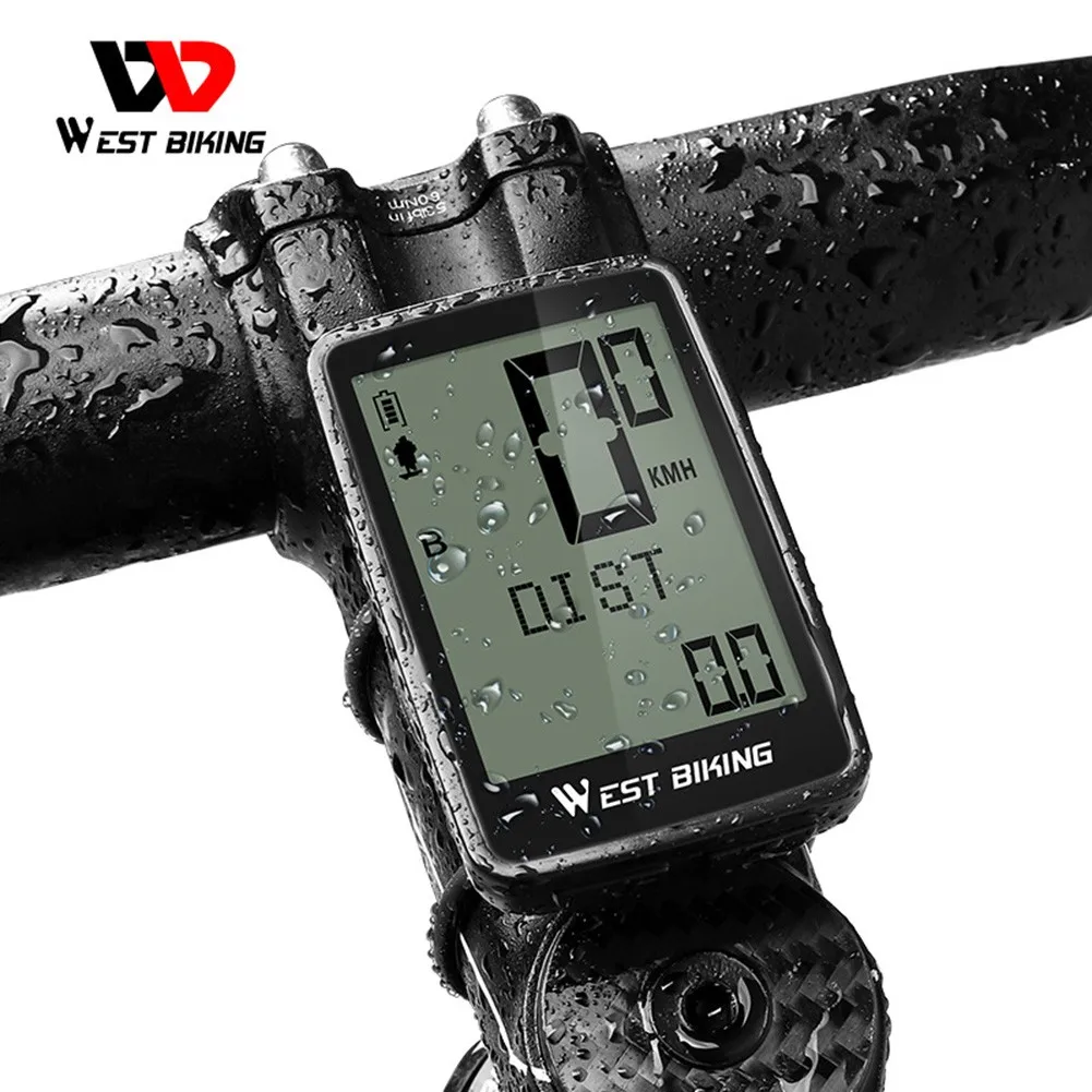 

WEST BIKING Bicycle Computer Wireless Speedometer 5 Languages 21 Functions Bicycle Accessories Computer Stopwatch LCD Display