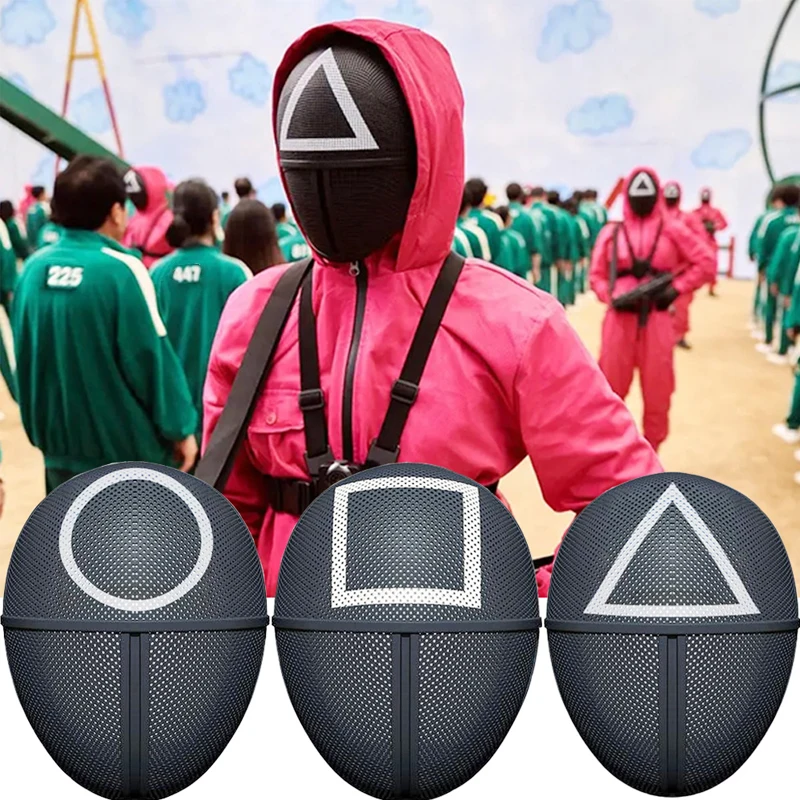 

Маска-реквизит из игры «кальмар», 6 круглых подвесок, маска-талисман для косплея, брелок для ролевых игр, маска на лицо для вечерние ринки, Хэ...