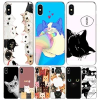 cat cute kitten cartoon silicon call phone case for apple iphone 11 13 pro max 12 mini 7 plus 6 x xr xs 8 6s se 5s cover coque