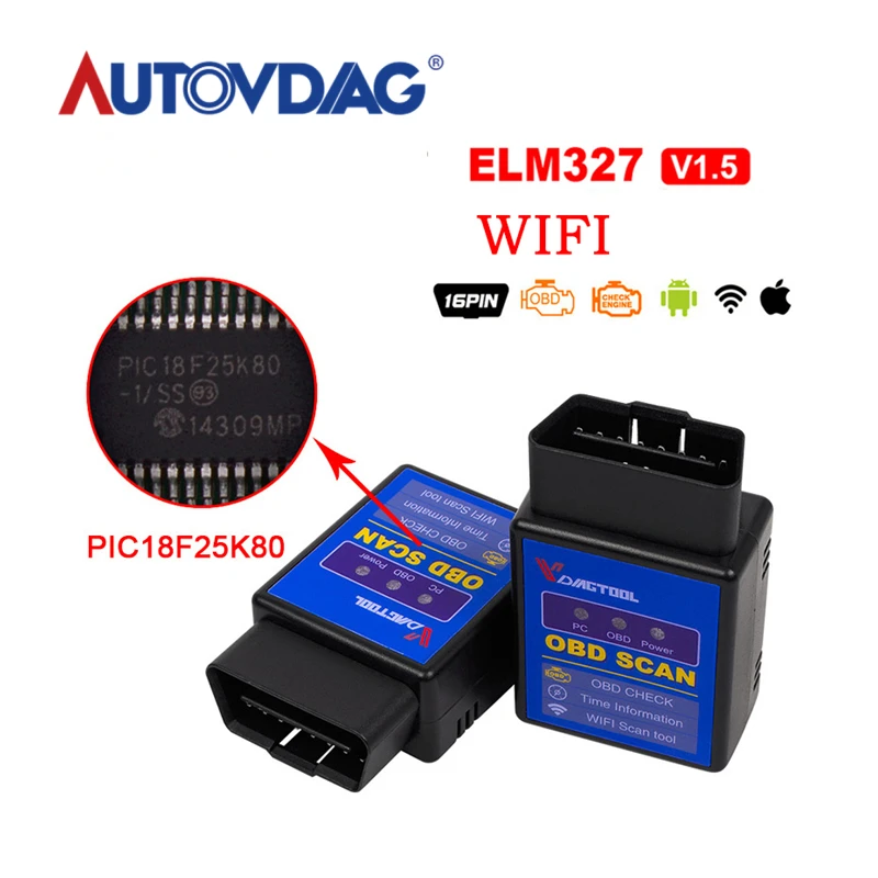 VDIAGTOOL ELM327 wifi OBD2 автомобильный диагностический инструмент ELM 327 для Android/IOS с чипом