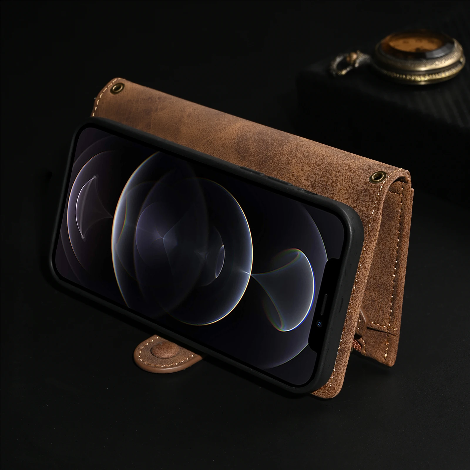 Кожаный чехол-кошелек через плечо для телефона iPhone 12 Pro Max 13 Mini 11 XR X XS 6 6s 7 8 Plus SE 2020