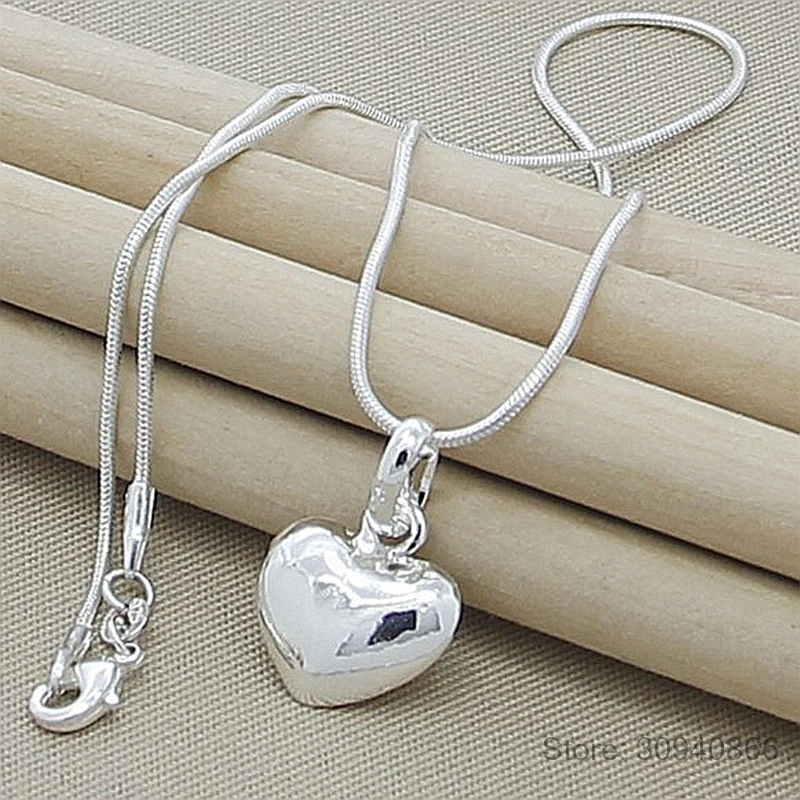 

Модное минималистичное гладкое ожерелье с подвеской в форме сердца серебряного цвета, милое ожерелье с подвеской для женщин