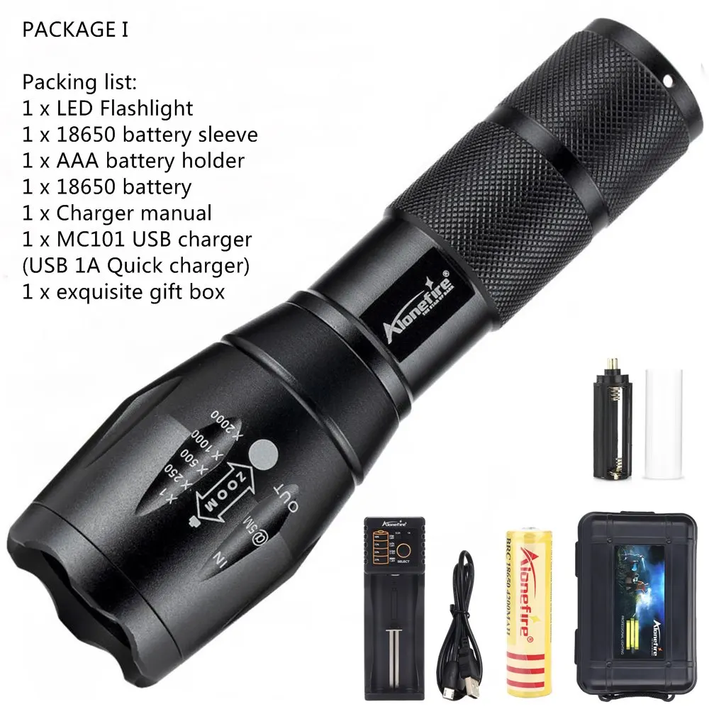 Мощный светодиодный светильник G700 Cree XML T6 L2 с алюминиевым водонепроницаемым зумом, фонарь для кемпинга, тактический светильник, перезаряжаемый аккумулятор AAA 18650 - Испускаемый цвет: PACKAGE I