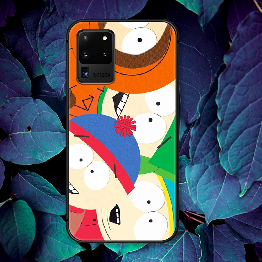 

South-Park Funny Cartoon Phone Case For Samsung Galaxy Note S 8 9 10 20 Plus E Lite Uitra black Cover Soft Etui Silicone Funda