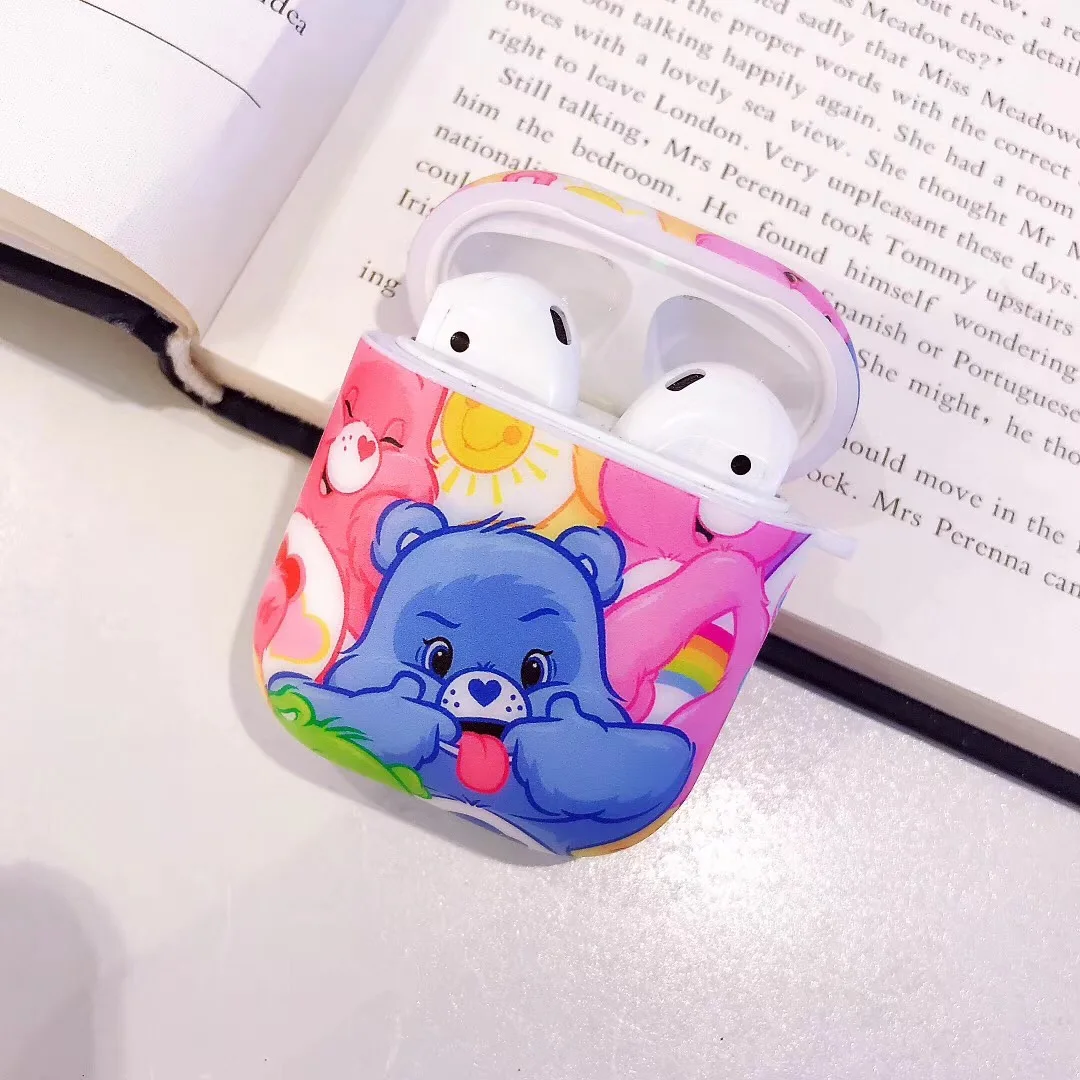 Милый мягкий силиконовый чехол для наушников с радугой и медведем Apple AirPods 1 2