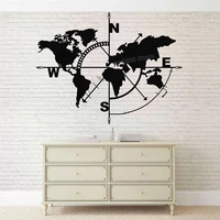 metal world map wall decal world map compass continent wall sticker home office decor vinyl interior decoration hanging b858
