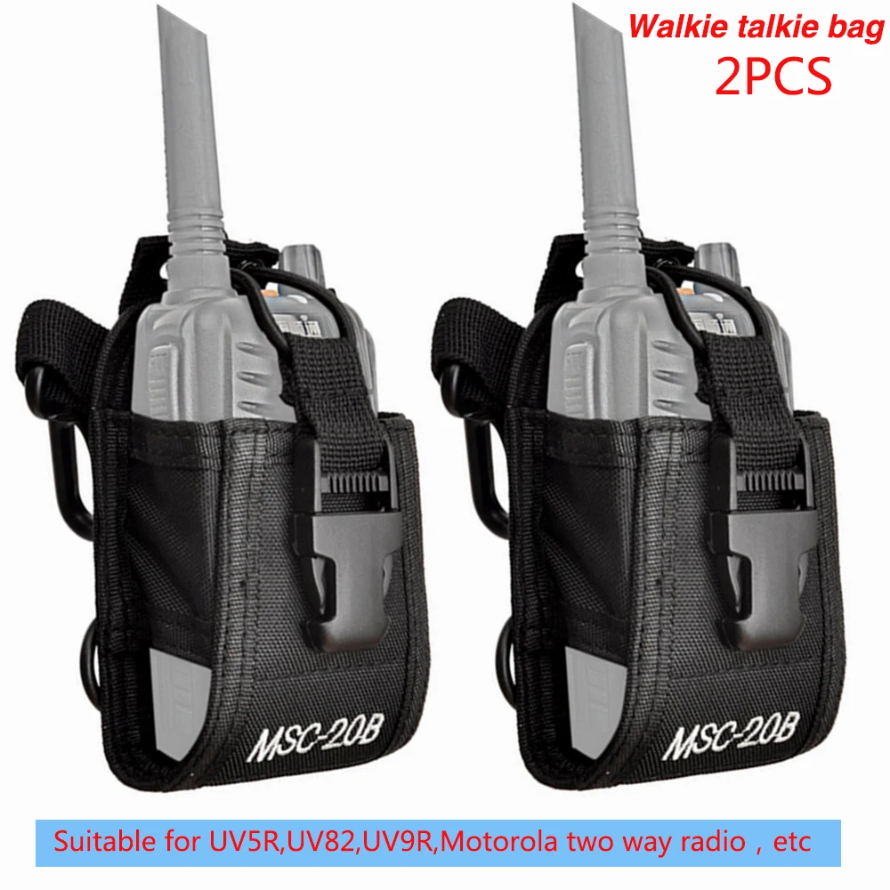 2PCS MSC-20B Nylon Pouch Bag Walkie Talkie Carry Case for Baofeng UV5R UV82 bf888S UV-9R Plus TYT Mototrola Ham Two Way Radio