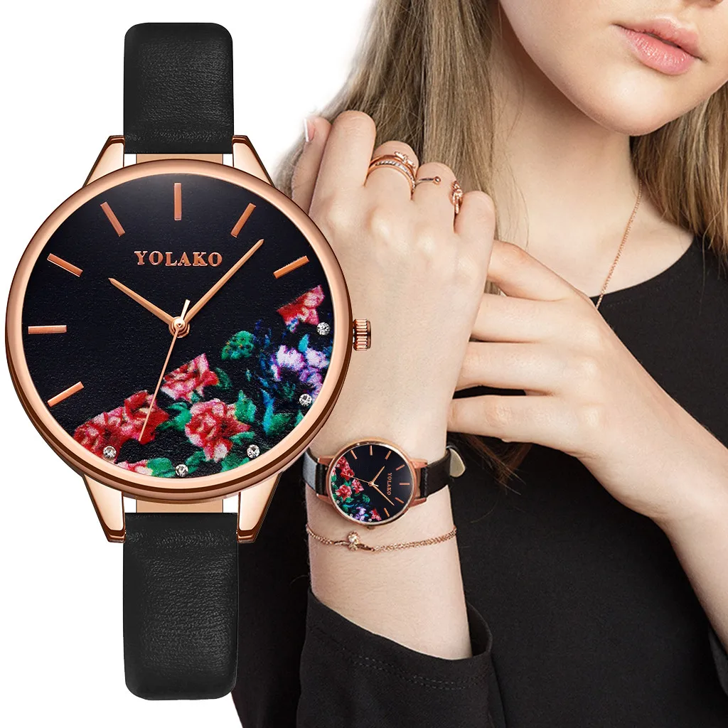 

Quartz Watch For Women YOLAKO Fashion High Quality Creative Flower Quartz Belt Ladies Watch Gift апка женская