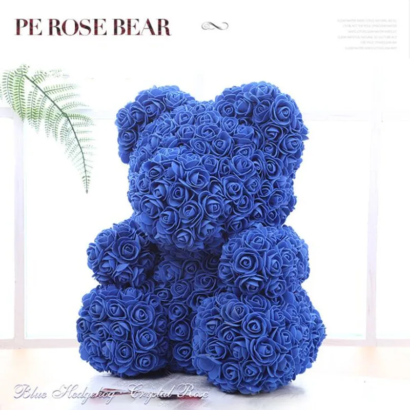 Peluche rom&aacute;ntico personalizado para el D&iacute;a de San Valent&iacute;n, oso de peluche rosa de 35cm, regalo de cumplea&ntilde;os, Navidad, boda, flores artificiales, 2021-4