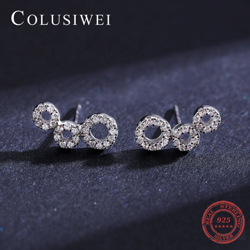 Colusiwei Горячая Мода 925 стерлингового серебра стекируемые геометрические серьги