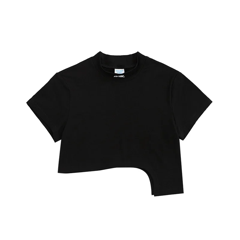 

ColdYingan New Women Catton Crop Tops Summer Women's T-shirt Bts Ladies Casual Tops Streetwear Irregular Top Feminino T Shirt